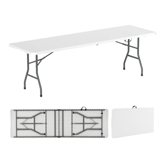 8 ft Portable Folding Table, 350 LBS Capacity, White Camping Furniture White at Gallery Canada