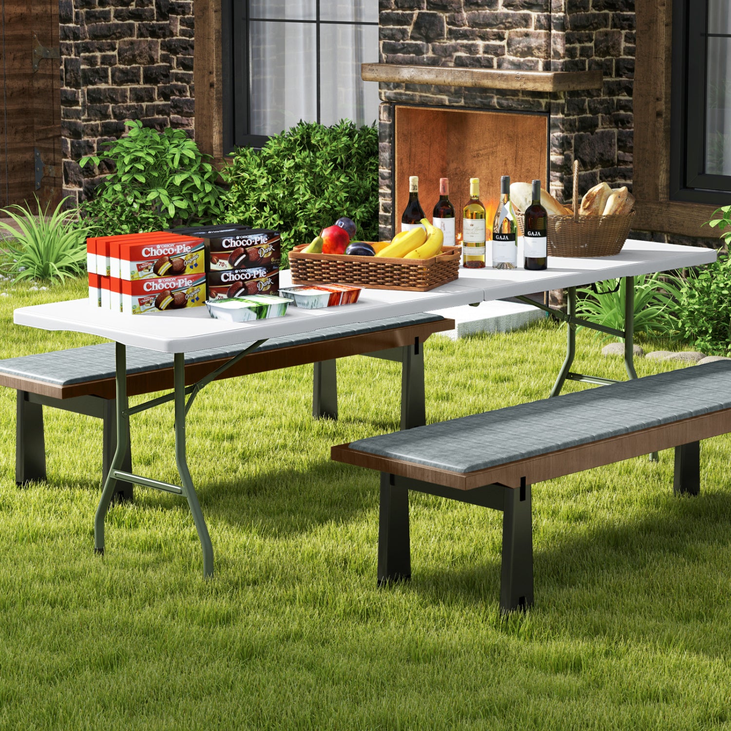 8 ft Portable Folding Table, 350 LBS Capacity, White Camping Furniture at Gallery Canada