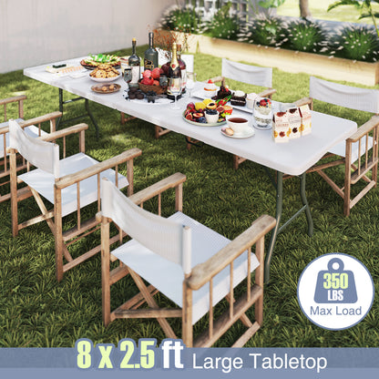 8 ft Portable Folding Table, 350 LBS Capacity, White Camping Furniture at Gallery Canada
