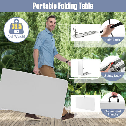 8 ft Portable Folding Table, 350 LBS Capacity, White Camping Furniture at Gallery Canada
