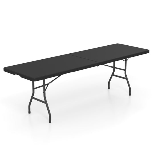8 ft Portable Folding Table 350 LBS, Black Camping Furniture Black at Gallery Canada