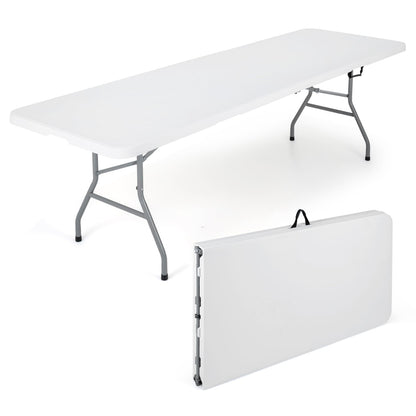 8 ft Portable Folding Table 350 LBS HDPE Tabletop, White