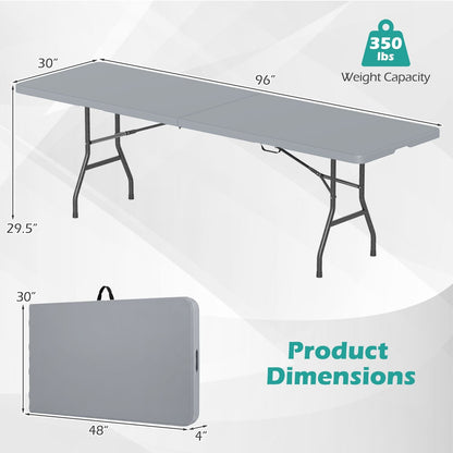 8 ft Folding Table 350 LBS Fold-in-Half HDPE Tabletop, Gray Camping Furniture at Gallery Canada