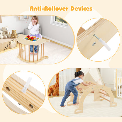 8 in 1 Climbing Arch Sensory Table for Kids with Collapsible Storage Bin for 3+ Years Old, Natural Climbers & Slides at Gallery Canada