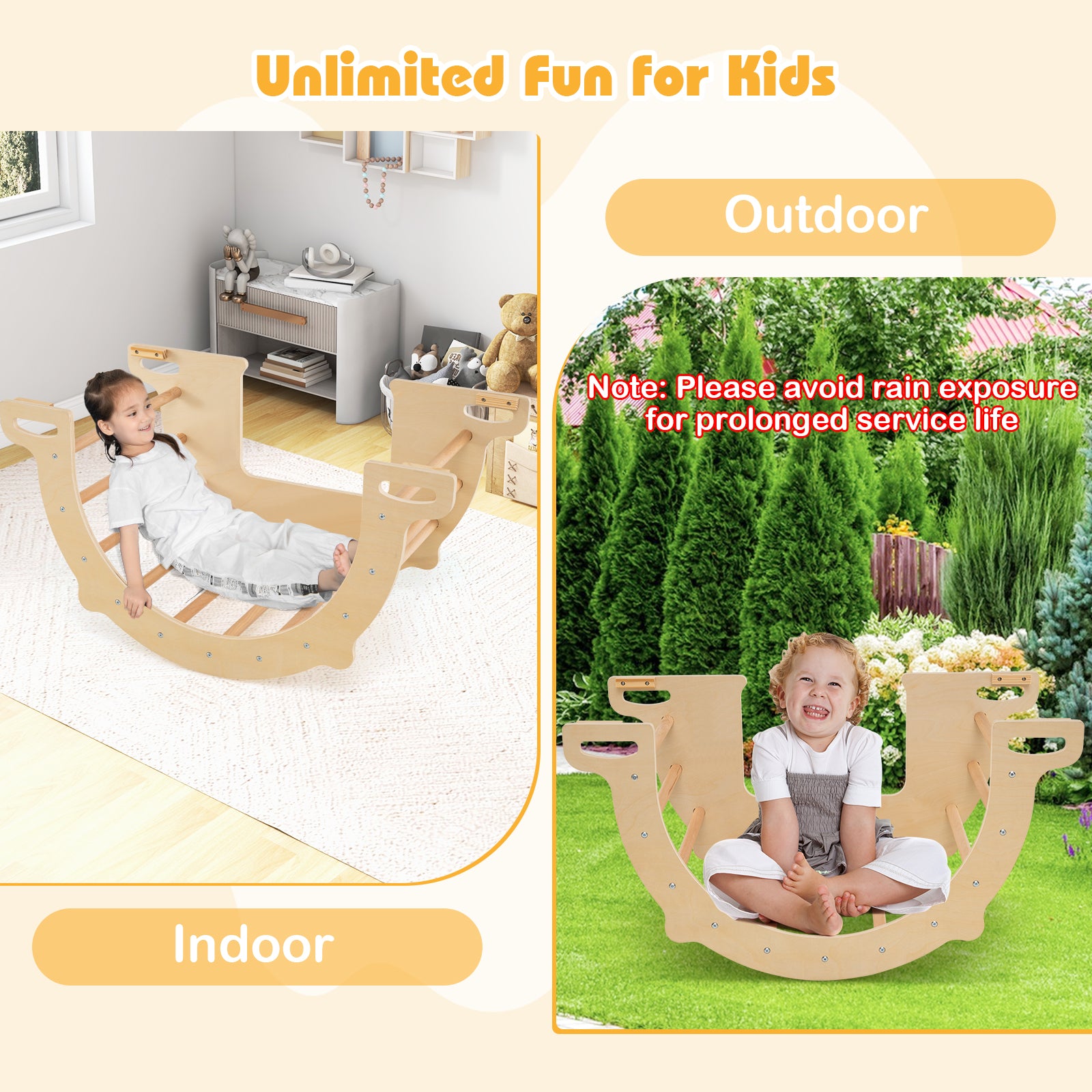 8 in 1 Climbing Arch Sensory Table for Kids with Collapsible Storage Bin for 3+ Years Old, Natural Climbers & Slides at Gallery Canada