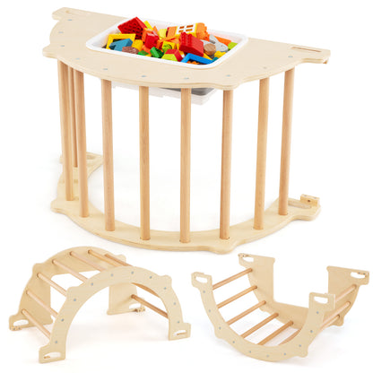 8 in 1 Climbing Arch Sensory Table with Collapsible Storage Bin for Kids, Natural Climbers & Slides at Gallery Canada
