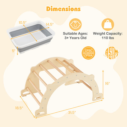 8 in 1 Climbing Arch Sensory Table with Collapsible Storage Bin for Kids, Natural Climbers & Slides at Gallery Canada