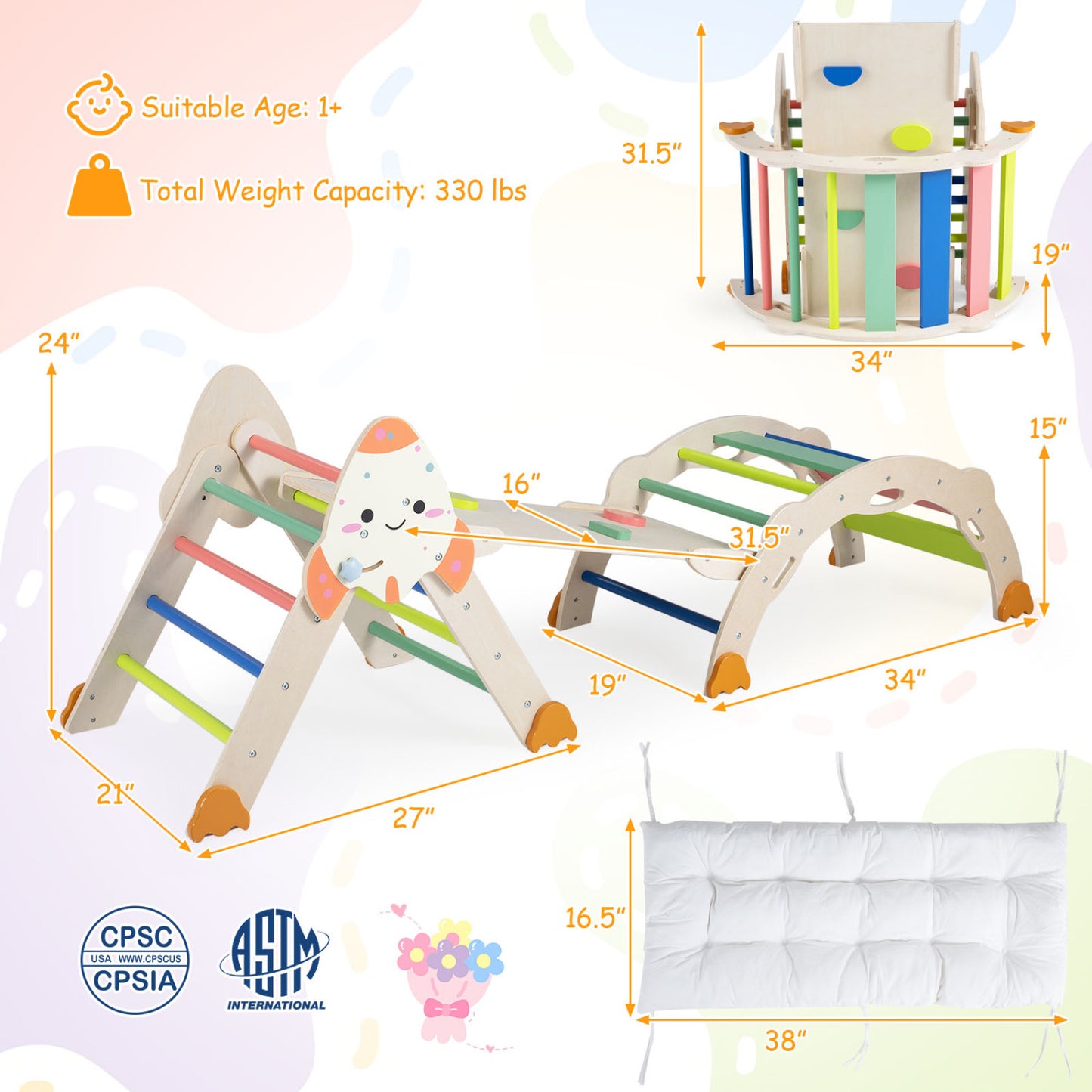 8-in-1 Foldable Climbing Toy, Rocket Theme, Multicolor