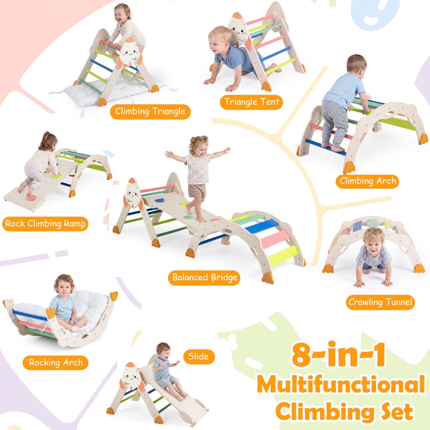 8-in-1 Foldable Climbing Toy, Rocket Theme, Multicolor
