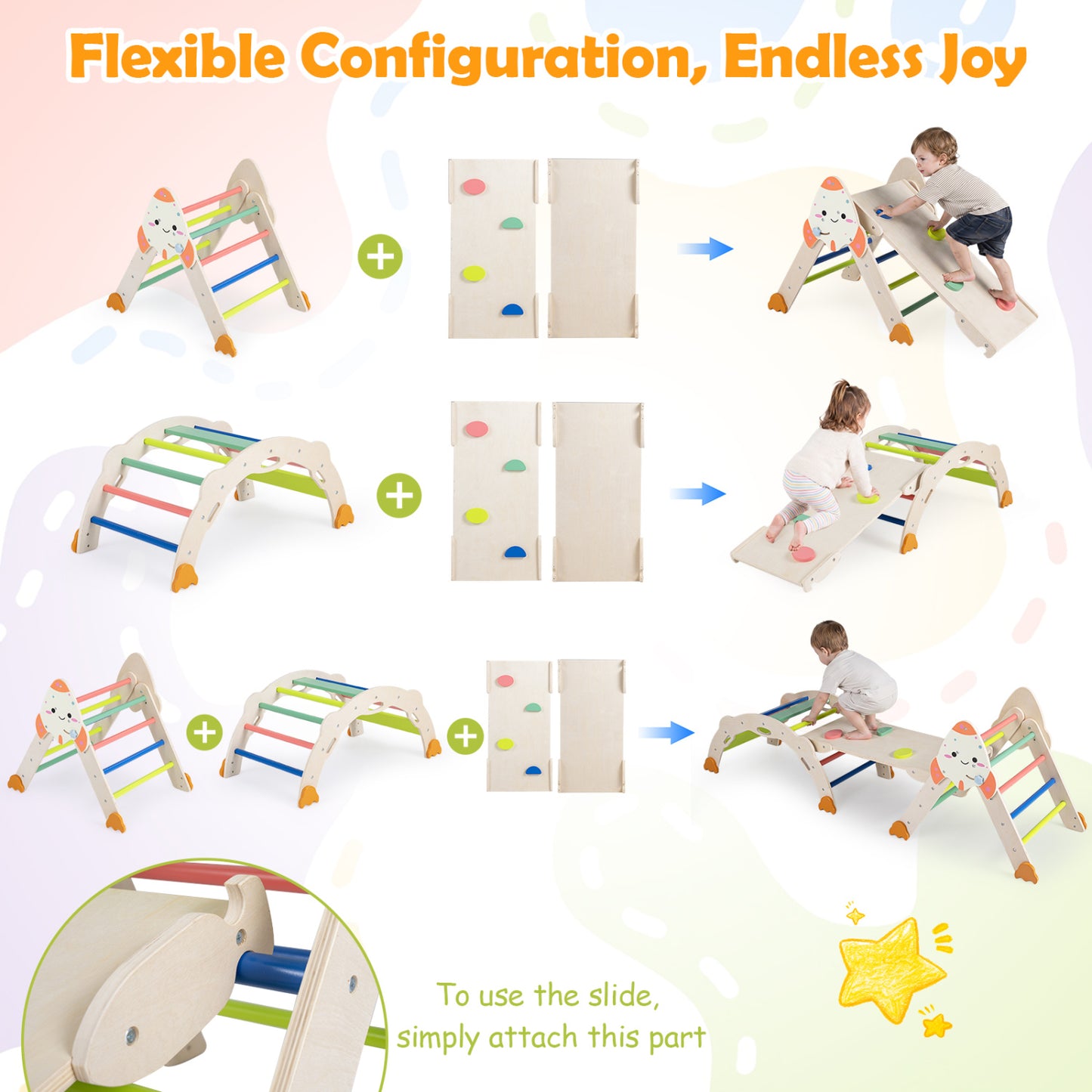 8-in-1 Foldable Climbing Toy, Rocket Theme, Multicolor