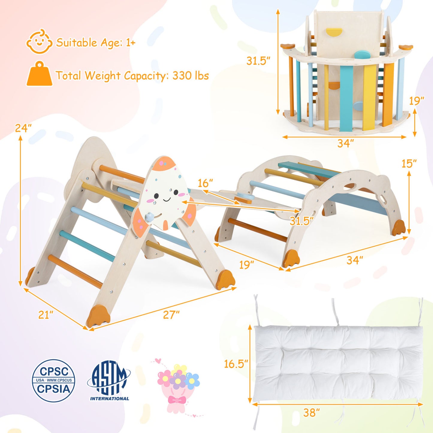 Foldable Rocket Climbing Toy for Toddler, Macaron