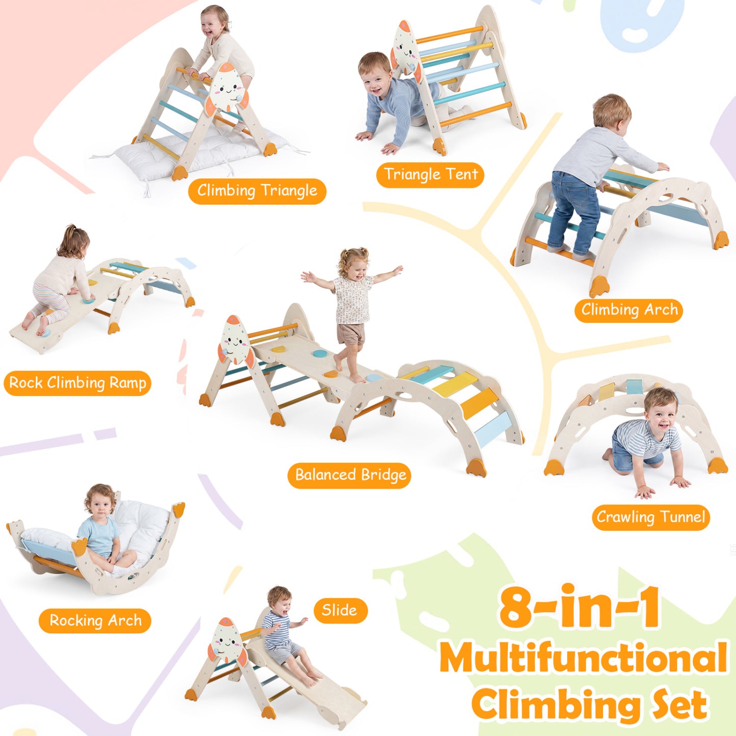 Foldable Rocket Climbing Toy for Toddler, Macaron