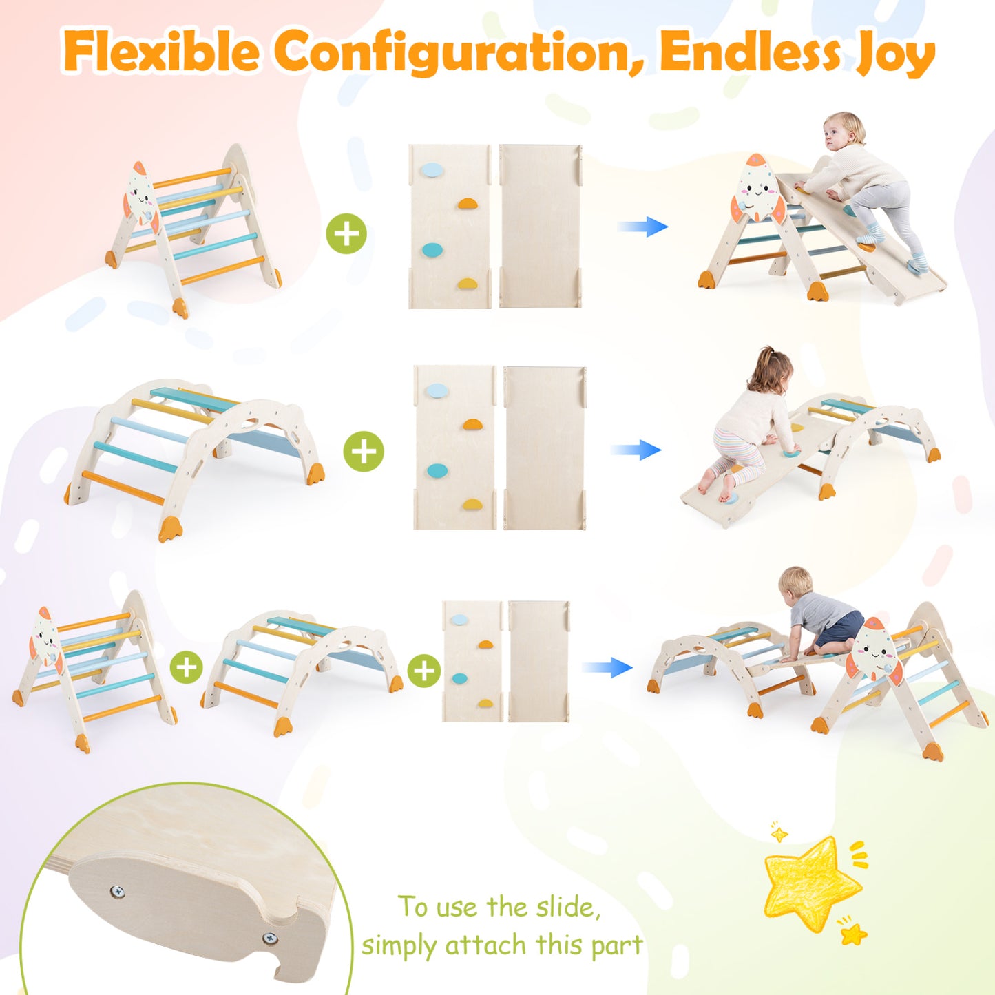 Foldable Rocket Climbing Toy for Toddler, Macaron
