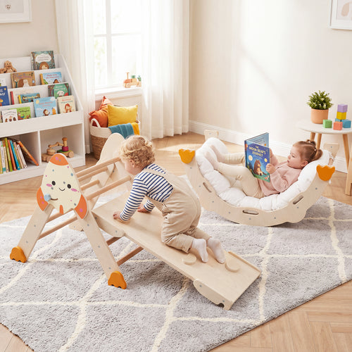 8-in-1 Foldable Climbing Toys Toddlers Rocket, Natural