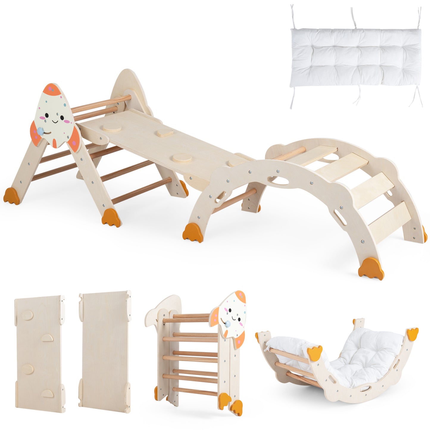 8-in-1 Foldable Climbing Toys Toddlers Rocket, Natural