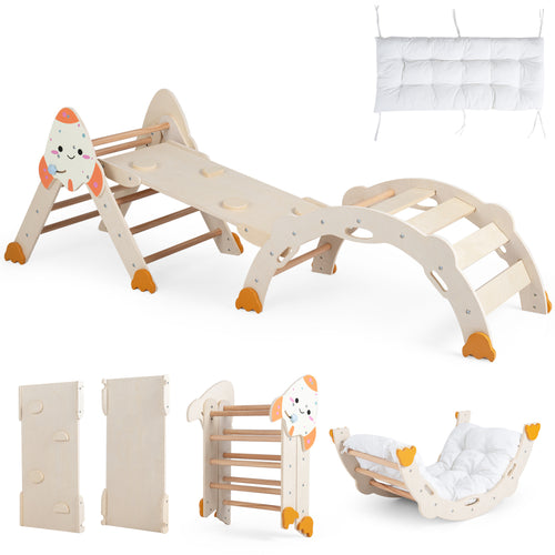 8-in-1 Foldable Climbing Toys Toddlers Rocket, Natural