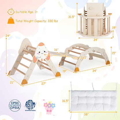 8-in-1 Foldable Climbing Toys Toddlers Rocket, Natural