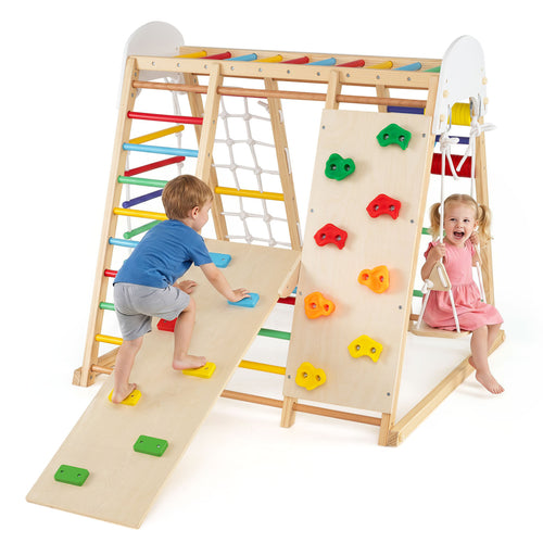 8-in-1 Foldable Jungle Gym for Kids with Swing, Monkey Bars