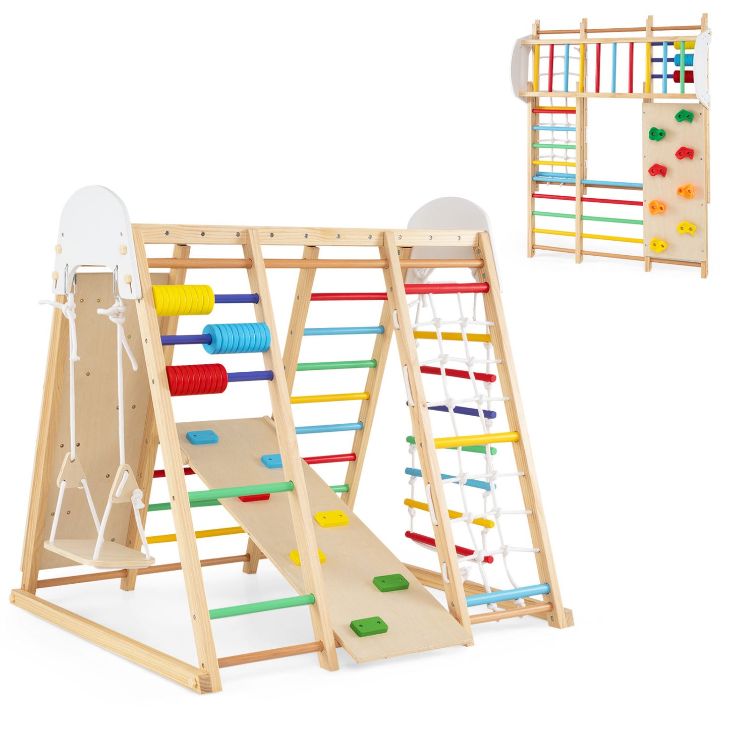 8-in-1 Foldable Jungle Gym for Kids with Swing, Monkey Bars
