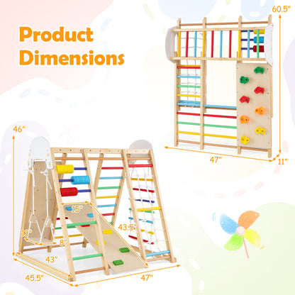 8-in-1 Foldable Jungle Gym for Kids with Swing, Monkey Bars