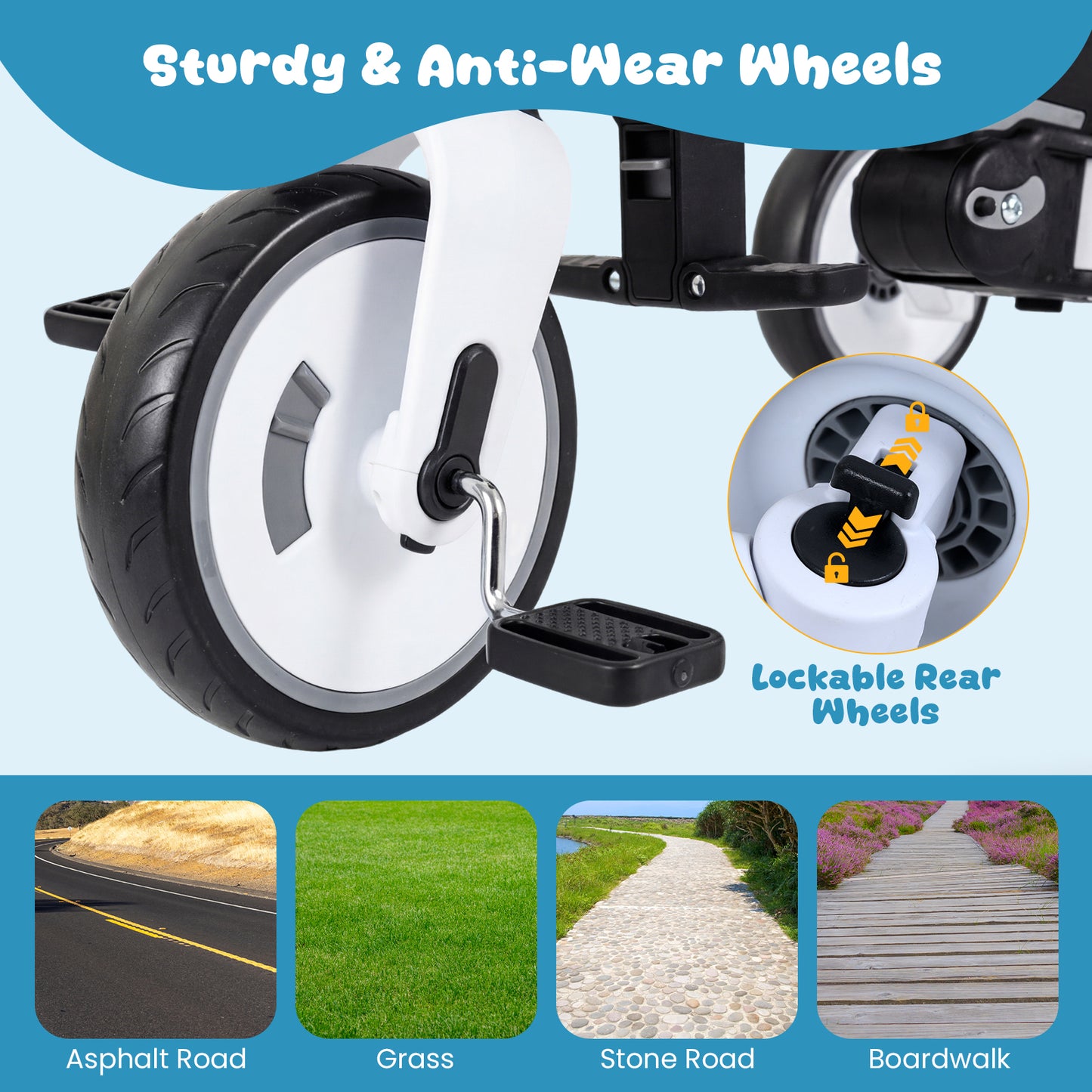 8-in-1 Folding Kids Tricycle with Removable Canopy and Push Handle, Gray Baby Strollers at Gallery Canada