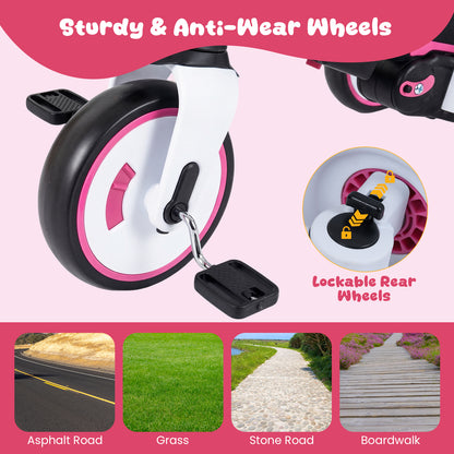 8-in-1 Folding Kids Tricycle with Removable Canopy and Push Handle, Pink Baby Strollers at Gallery Canada