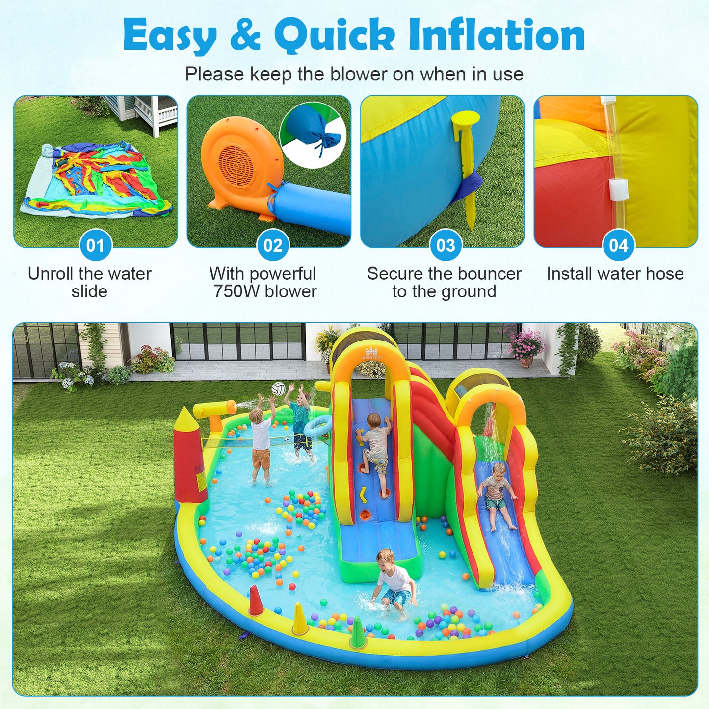 8-In-1 Giant Bounce House With 2 Long Slides, Multicolor Bounce House at Gallery Canada