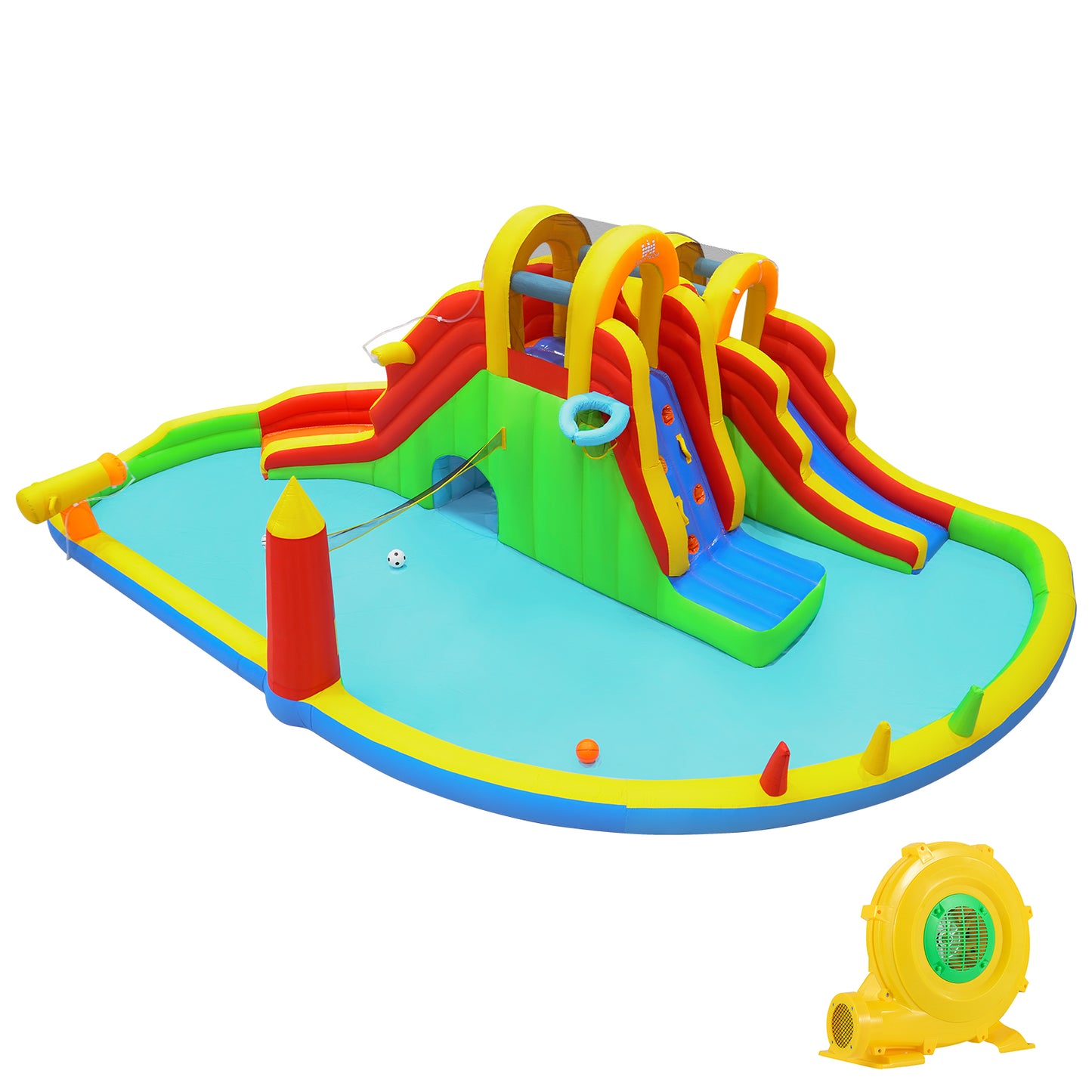 8-In-1 Giant Bounce House With 2 Slides, Multicolor