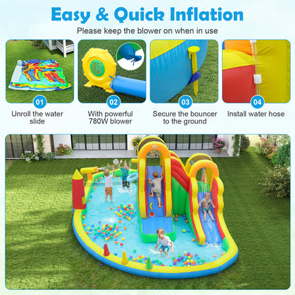 8-In-1 Giant Bounce House, 2 Long Slides, 780W Blower, Multicolor Bounce House at Gallery Canada