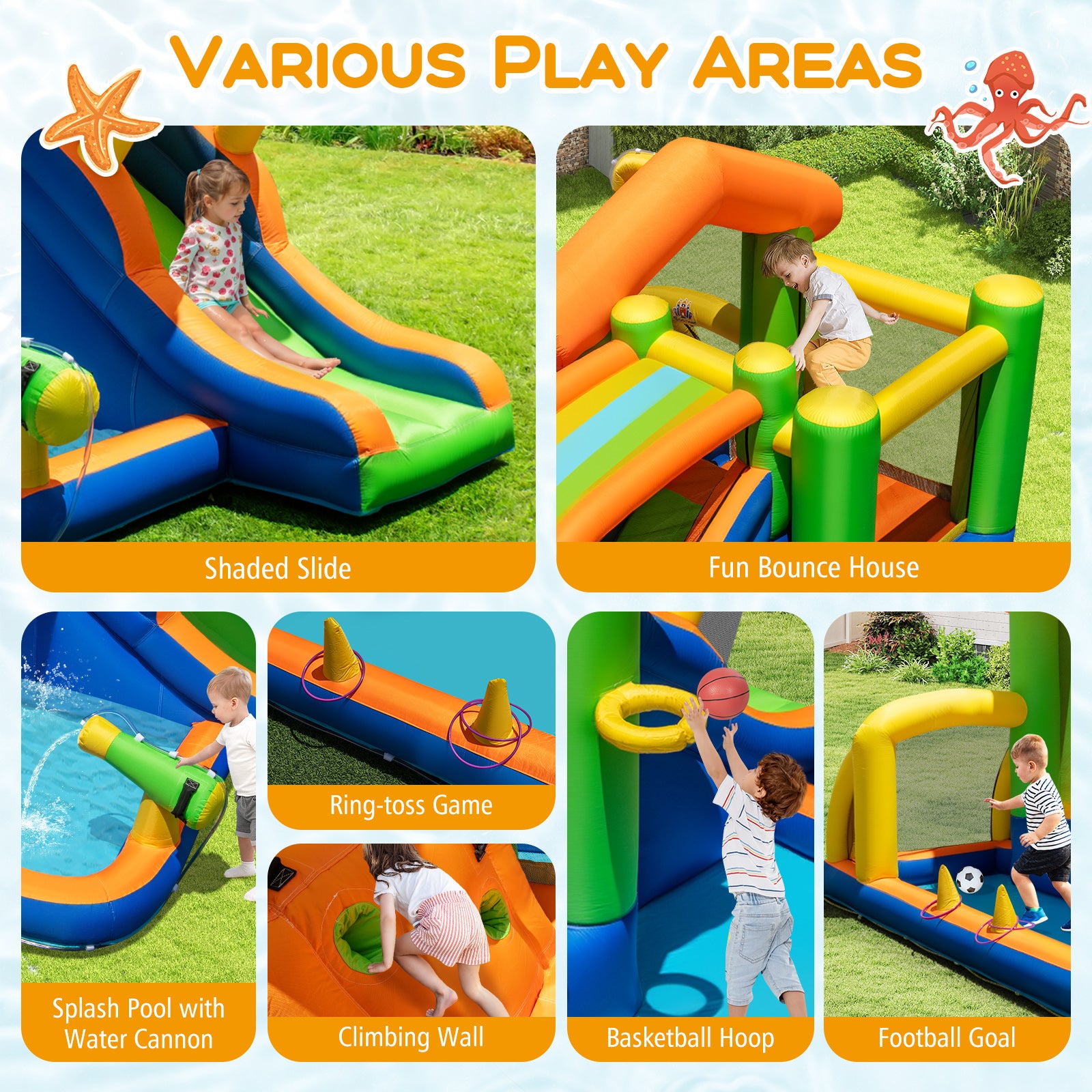 8-in-1 Jumping Castle with Slide and 480W Blower Inflatable Water Slides at Gallery Canada