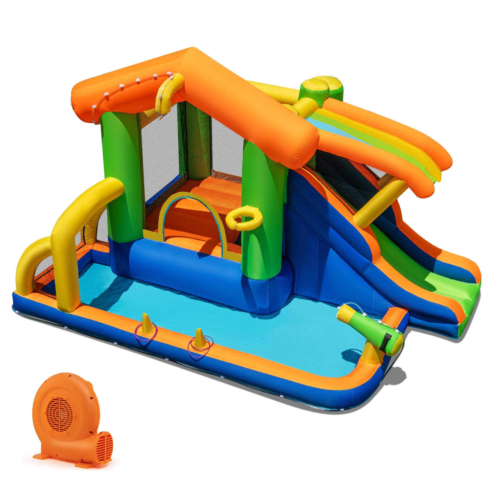 8-in-1 Jumping Castle with Slide and 520W Blower Inflatable Water Slides at Gallery Canada