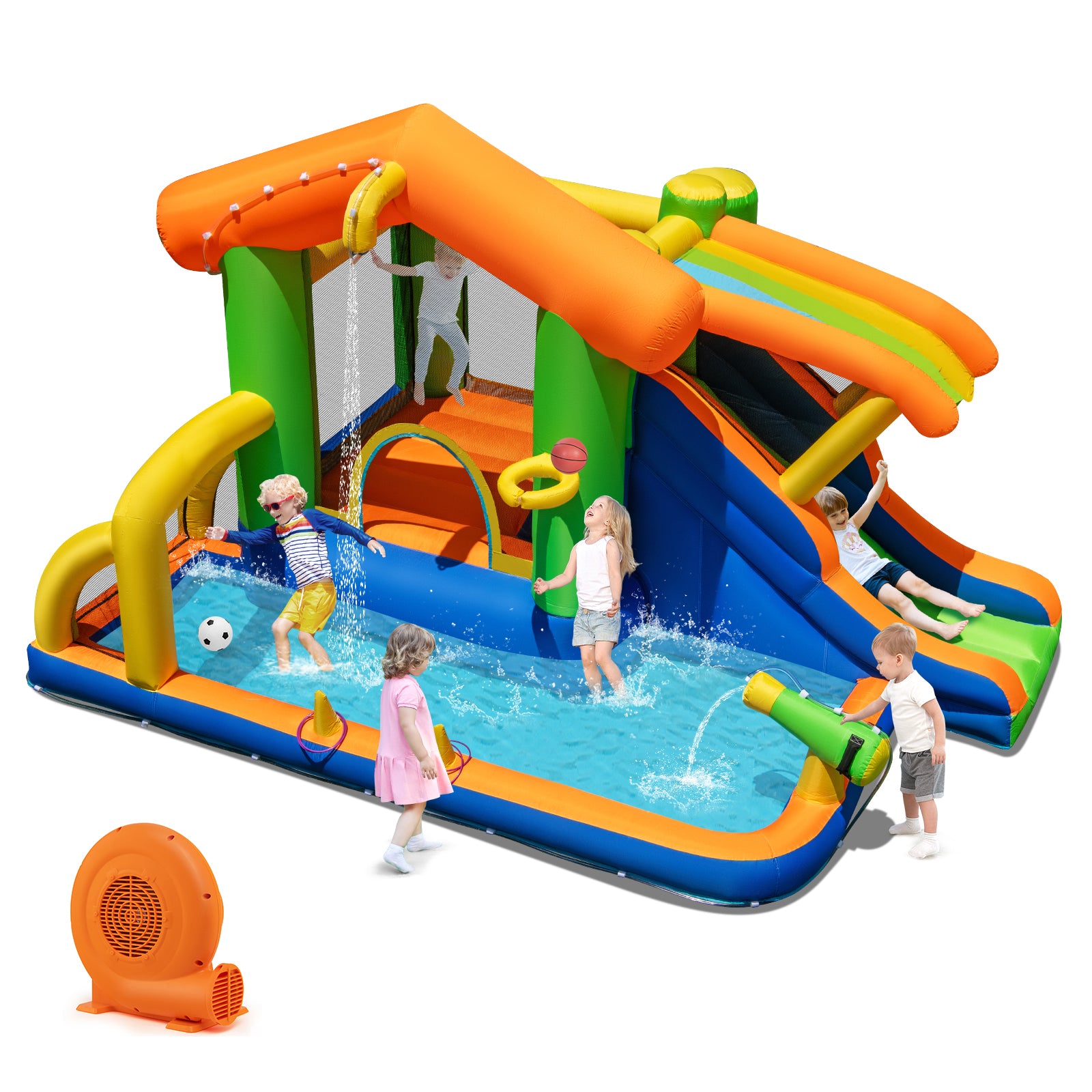 8-in-1 Jumping Castle with Slide and 520W Blower Inflatable Water Slides at Gallery Canada