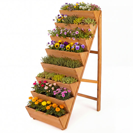 8-Tier Vertical Raised Garden Bed, Elevated Wood Planter Box With Legs, Orange Raised Garden Beds Orange at Gallery Canada