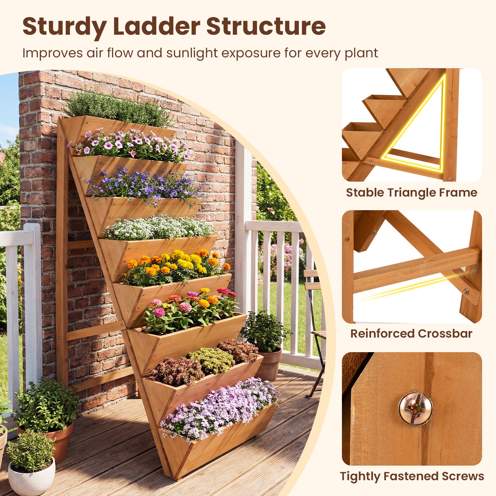 8-Tier Vertical Raised Garden Bed, Elevated Wood Planter Box With Legs, Orange Raised Garden Beds at Gallery Canada