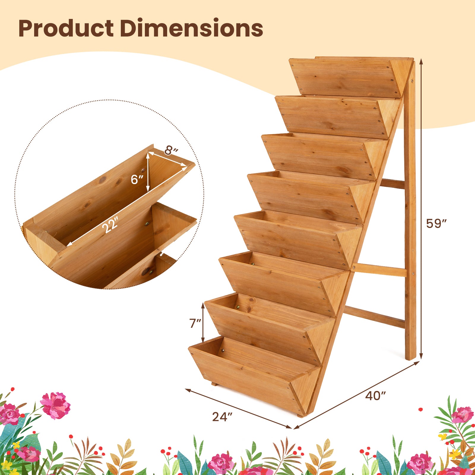 8-Tier Vertical Raised Garden Bed, Elevated Wood Planter Box With Legs, Orange Raised Garden Beds at Gallery Canada