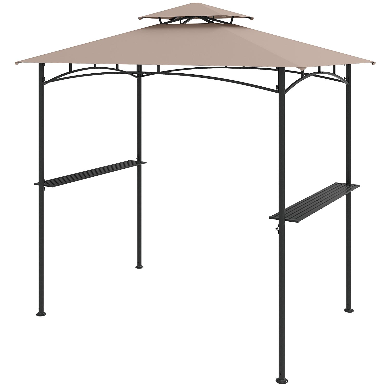 8 x 5 Feet Grill Gazebo, 2 Shelves 6 Hooks, Metal Frame, Rustic Brown Gazebos at Gallery Canada