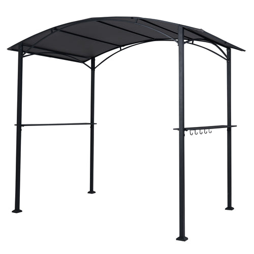 8 x 5 x 7 FT Outdoor BBQ Grill Gazebo, Metal Frame, Gray