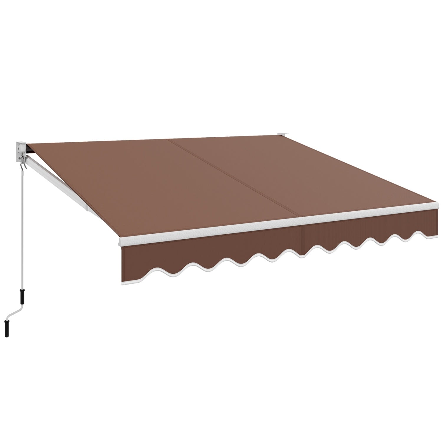 8 x 6.6 Feet Patio Retractable Awning, Manual Crank Handle, Brown Canopies Brown at Gallery Canada