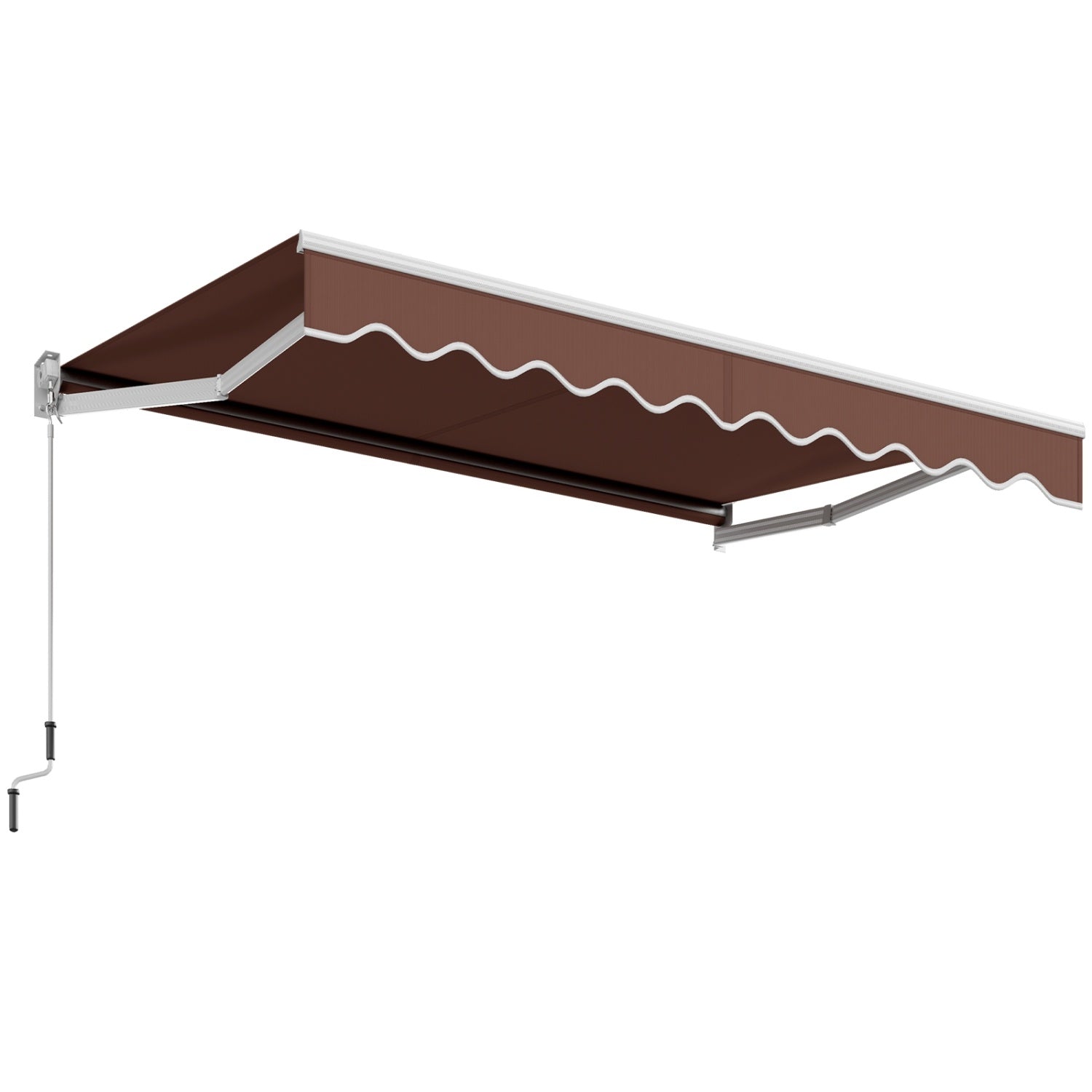 8 x 6.6 Feet Patio Retractable Awning, Manual Crank Handle, Brown Canopies at Gallery Canada