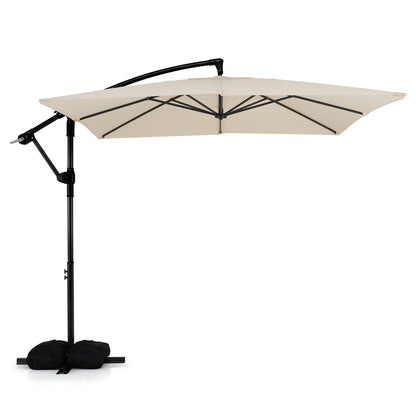 8 FT Square Cantilever Patio Umbrella, 360° Rotation, Beige Outdoor Umbrellas at Gallery Canada