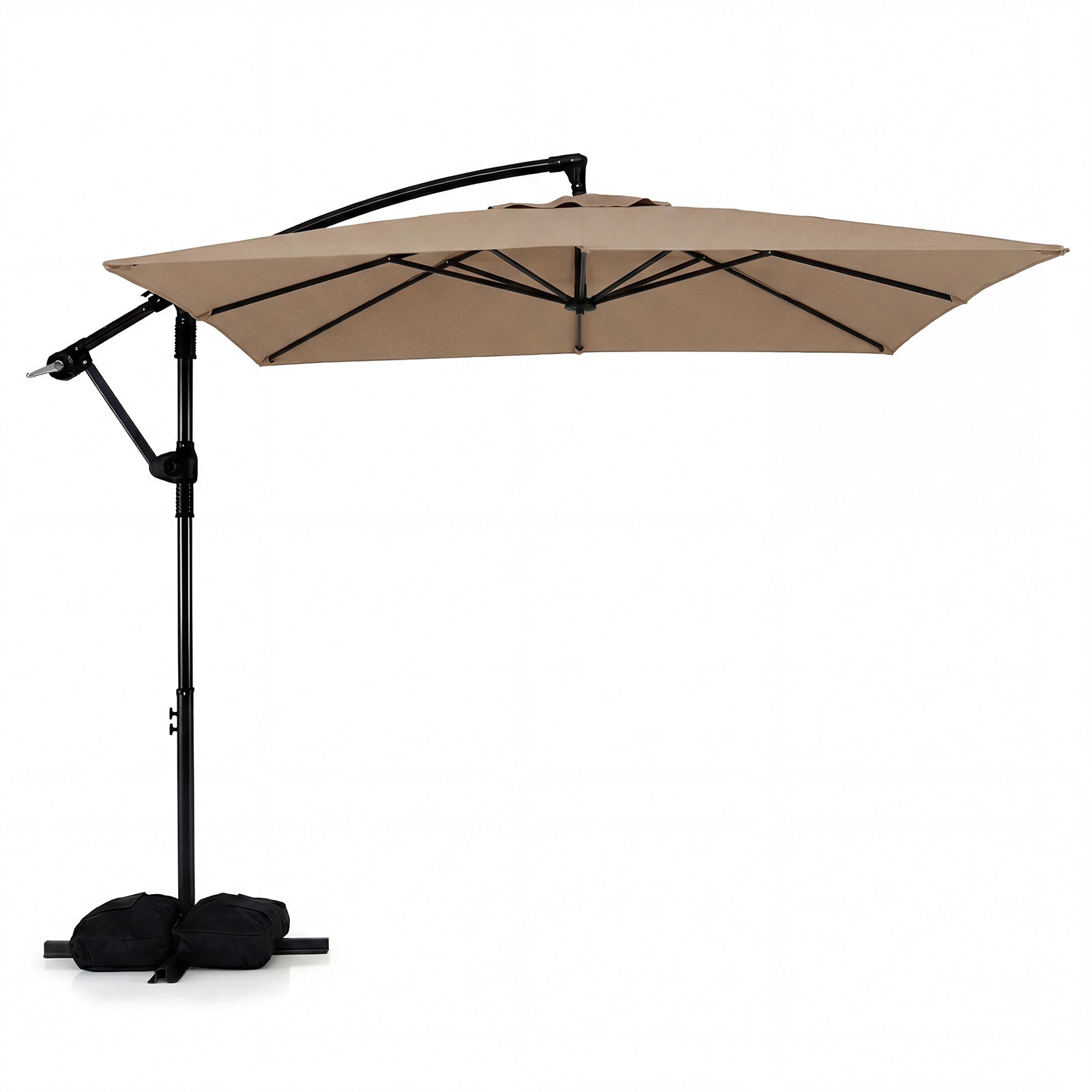 8x8 FT Offset Cantilever Patio Umbrella, Square Hanging Outdoor, Rustic Brown Outdoor Umbrellas at Gallery Canada
