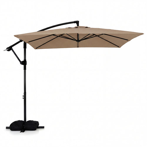 8x8 FT Offset Cantilever Patio Umbrella, Square Hanging Outdoor, Rustic Brown