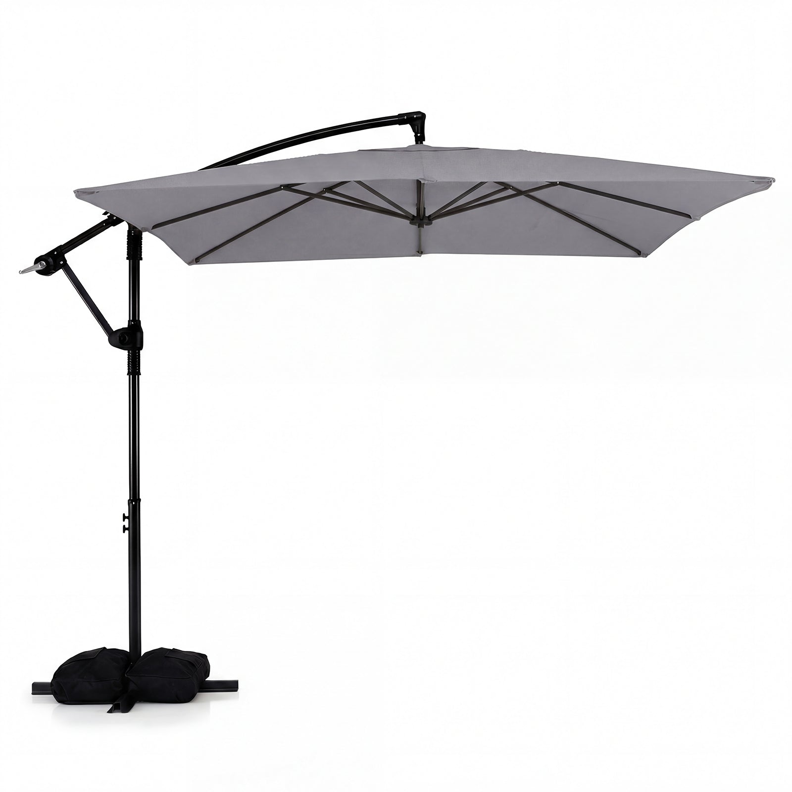 8x8 FT Offset Cantilever Patio Umbrella, 360° Rotation, Gray Outdoor Umbrellas Gray at Gallery Canada