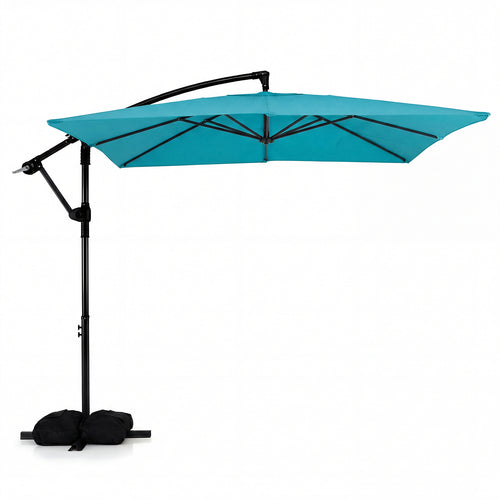 8 x 8 FT Offset Cantilever Patio Umbrella, 360° Rotation, Turquoise