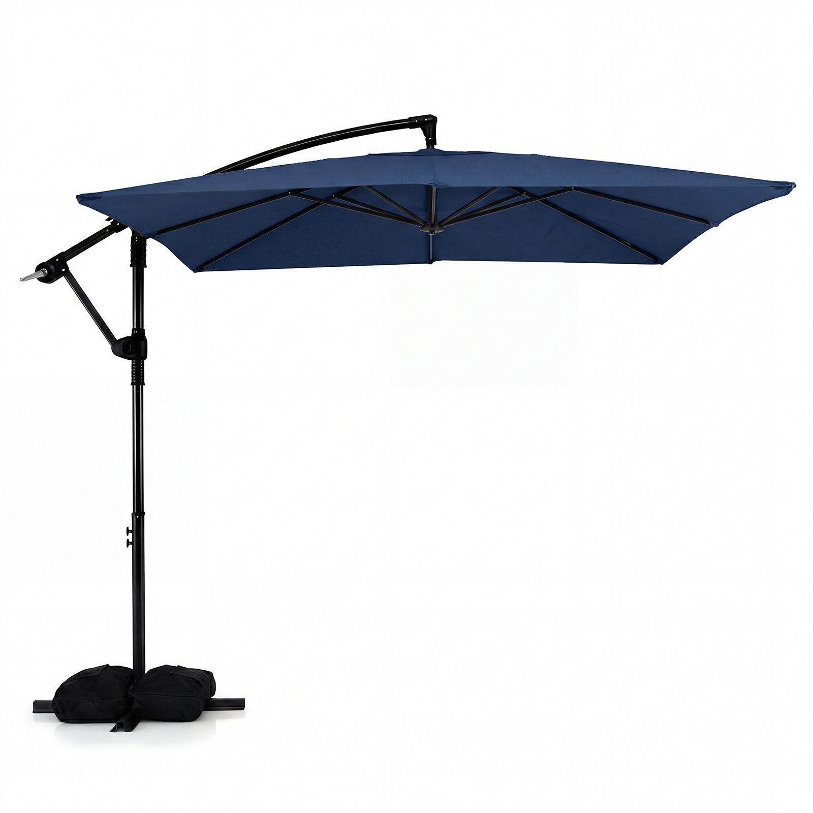 8x8 FT Square Offset Cantilever Patio Umbrella, 360° Rotation, Navy Outdoor Umbrellas at Gallery Canada