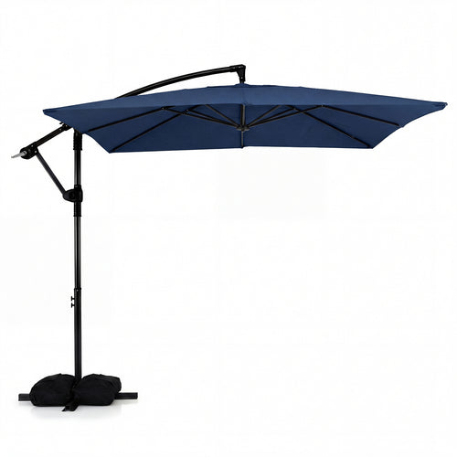 8x8 FT Square Offset Cantilever Patio Umbrella, 360° Rotation, Navy