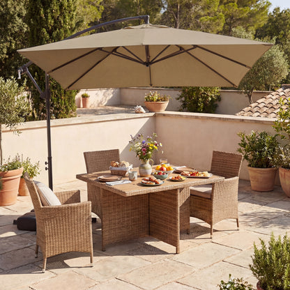 8x8 FT Offset Cantilever Patio Umbrella, Square Hanging Outdoor, Rustic Brown Outdoor Umbrellas at Gallery Canada