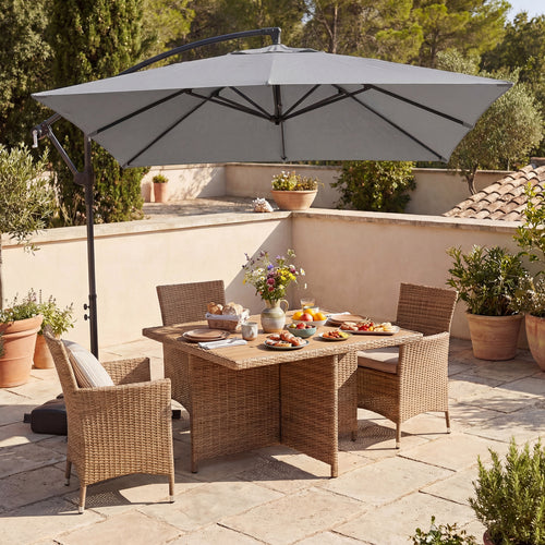 8x8 FT Offset Cantilever Patio Umbrella, 360° Rotation, Gray