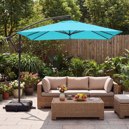 8 x 8 FT Offset Cantilever Patio Umbrella, 360° Rotation, Turquoise Outdoor Umbrellas at Gallery Canada