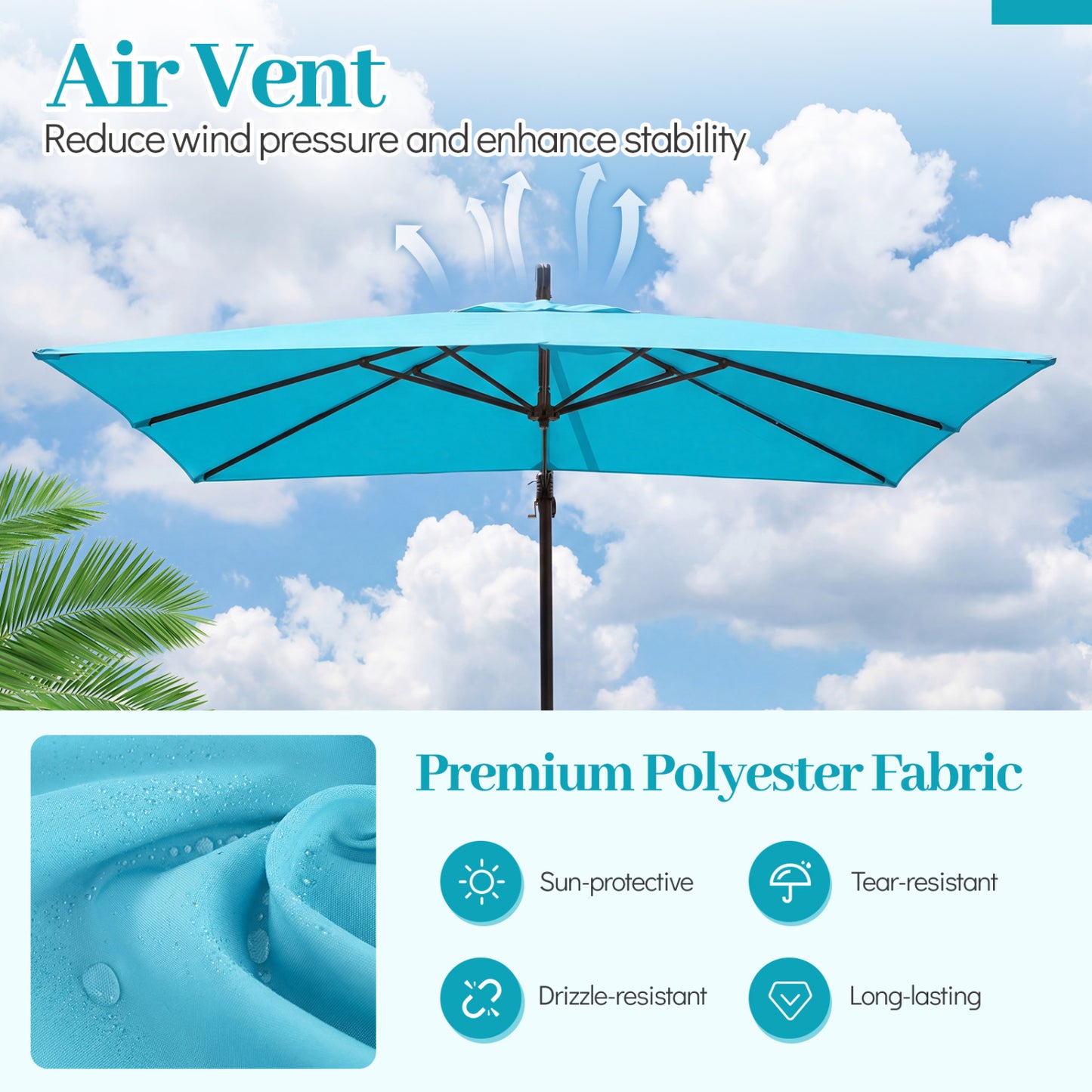 8 x 8 FT Offset Cantilever Patio Umbrella, 360° Rotation, Turquoise Outdoor Umbrellas at Gallery Canada